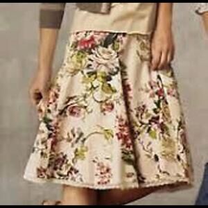 CAbi Floral Skirt Crochet Hem Size 4 100% Cotton